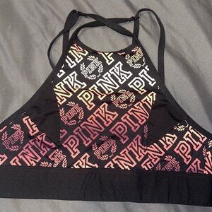PINK Victoria's Secret Multicolor Logo Halter Bralette